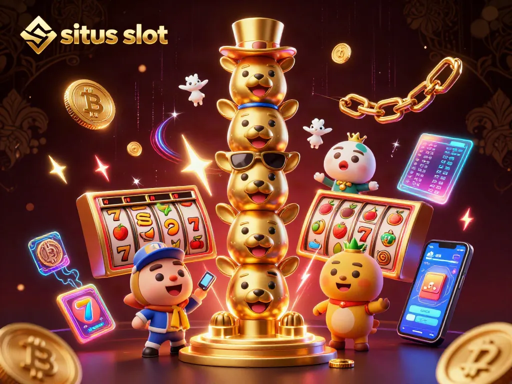 Menangkan jackpot di situs slot dengan simbol buah dan keberuntungan di sekitar.