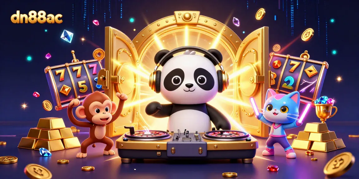 Experience vibrant gameplay at dn88ac with a DJ panda and lively casino elements.