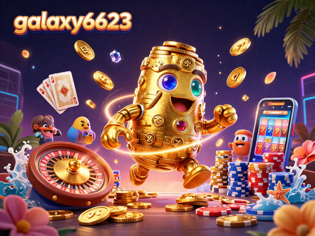 Experience thrilling wins with galaxy6623, illustrated in a vibrant 3D casino adventure.