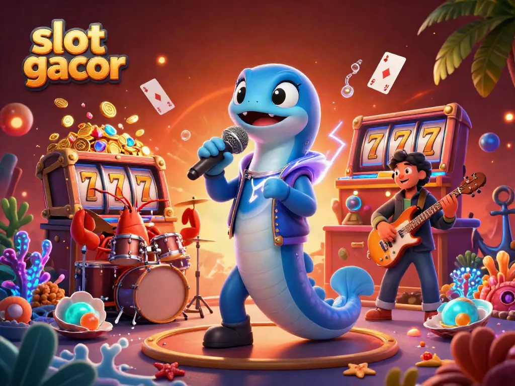 Experience the excitement of slot gacor in this vibrant underwater casino scene with colorful characters.