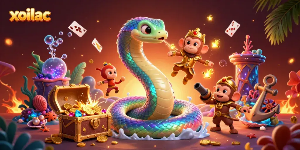 Experience thrilling gameplay with xoilac's vibrant online casino elements in a colorful fantasy world.