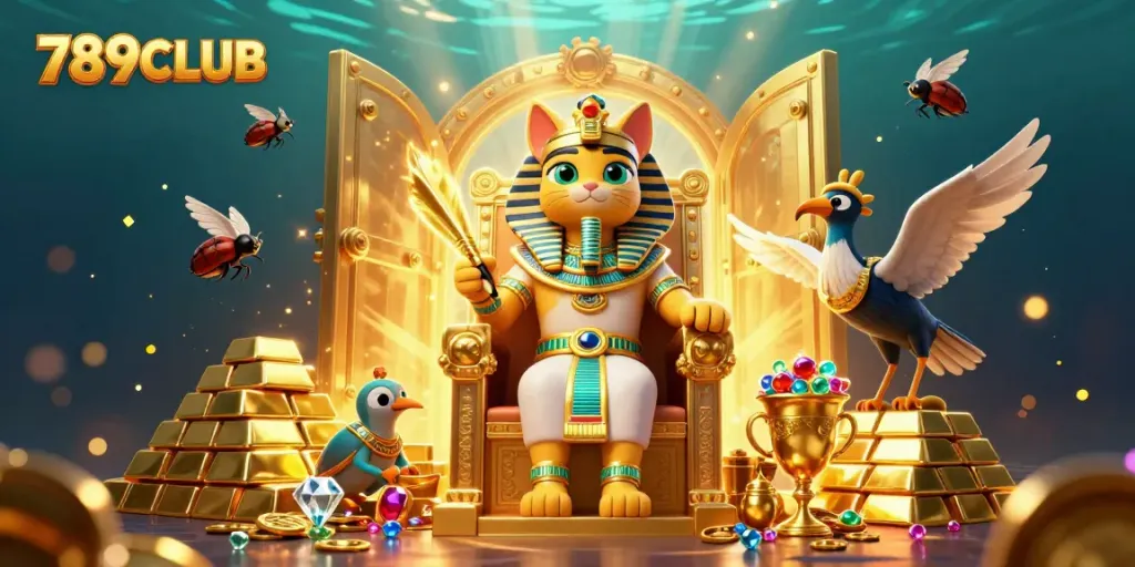 Experience thrilling gaming adventures with 789CLUB in an enchanting Egyptian-themed casino setting.