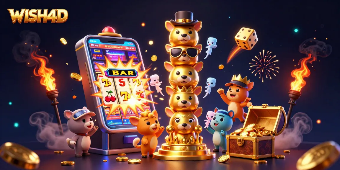 Experience thrilling action at WISH4D with an exciting jackpot explosion and vibrant casino elements.