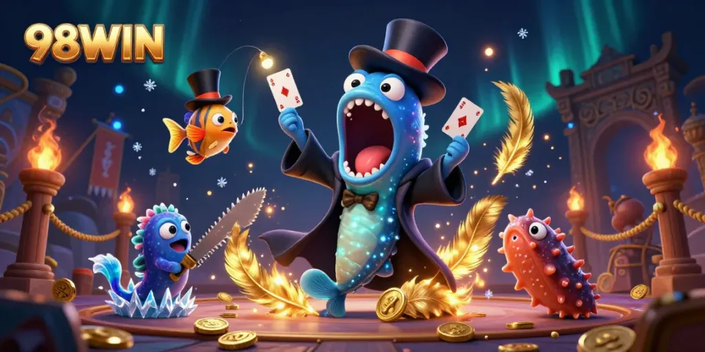 Experience magical card tricks with 98WIN's enchanting casino creatures in an underwater fantasy.