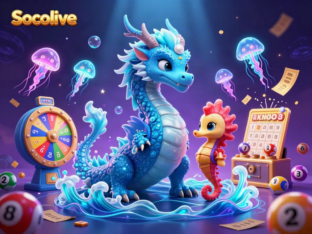 Socolive showcases a vibrant underwater casino scene with a majestic dragon and interactive gaming elements.