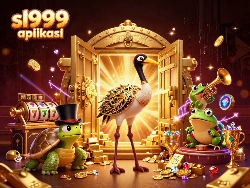 Experience the excitement of gaming with sl999 aplikasi in this vibrant 3D casino illustration.