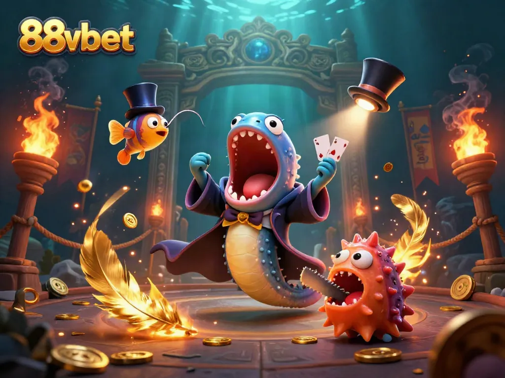 Engage with the magical world of 88vbet where card tricks and sea creatures collide in a vibrant casino atmosphere.