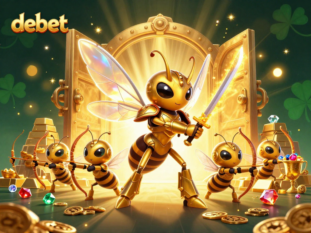 Experience thrilling wins with debet at the casino, featuring vibrant golden fantasy elements.