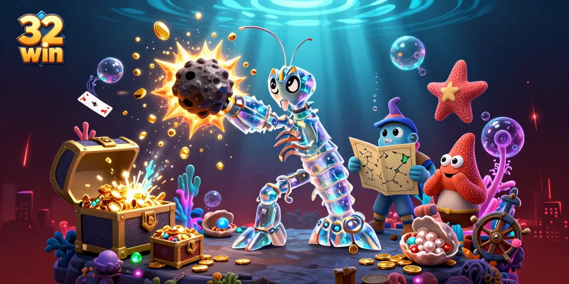 Experience thrilling 32 win action with a galactic samurai and treasures in a casino-inspired underwater scene.
