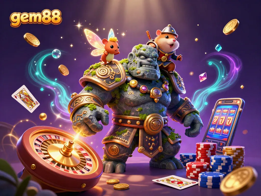 Experience the magic of gem88 as a heroic golem and fairy enchant bettors with rolling coins and riches!