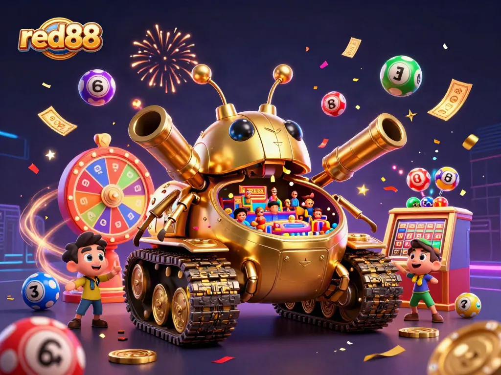 Experience the excitement of red88 with dynamic casino elements and celebratory visuals.