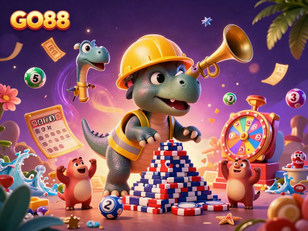 Experience exciting gameplay with GO88 amidst a vibrant casino scene filled with dynamic elements.