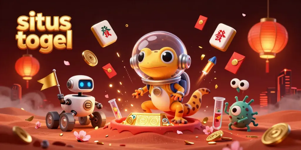 Bet on situs togel with vibrant 3D Martian characters celebrating a golden casino discovery.
