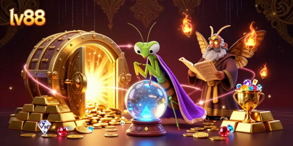Experience the fortune-telling magic of lv88 in a visually rich casino-themed illustration.