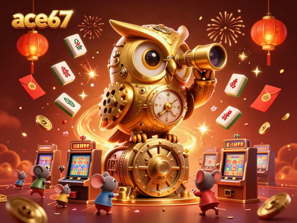 Experience vibrant gameplay with ace67 at this lively casino scene showcasing animated characters and festive elements.