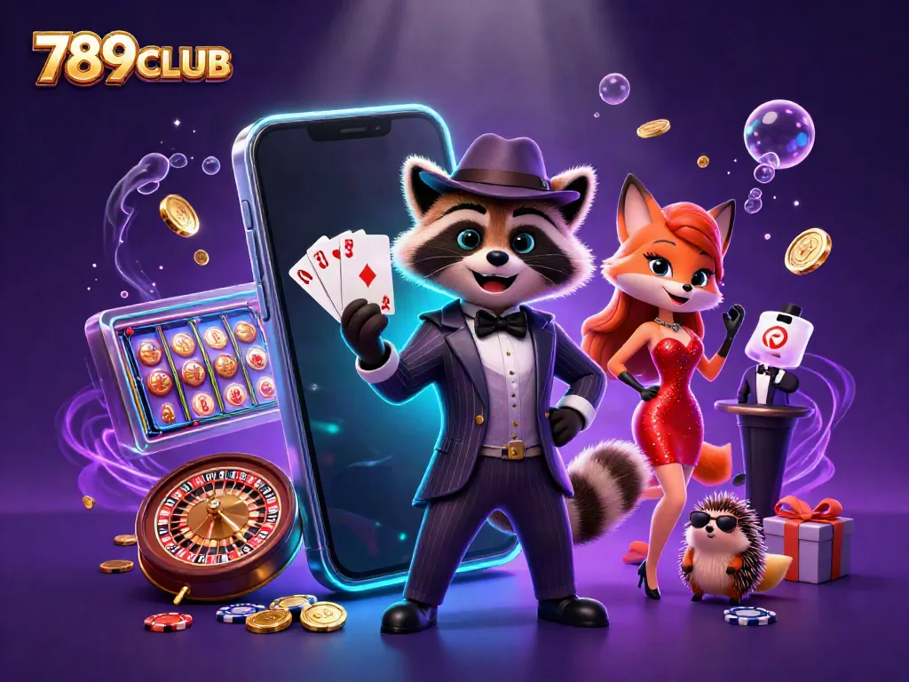 Experience 789CLUB with vibrant characters and lively gaming elements in a colorful scene.